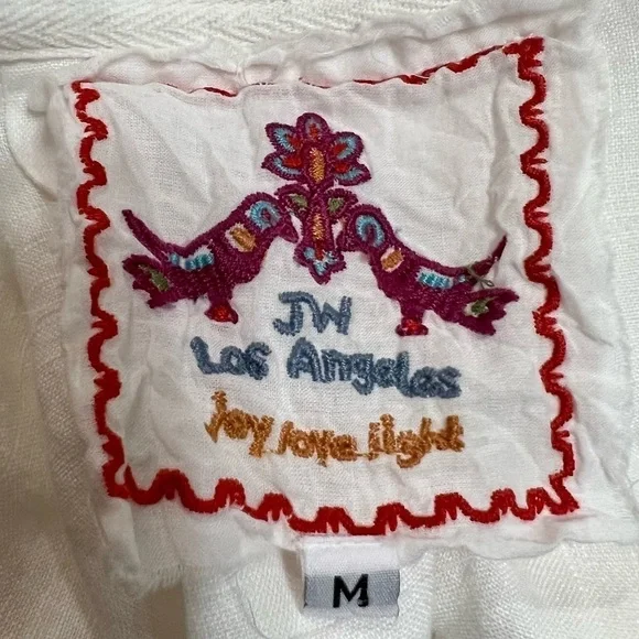 Johnny Was White Linen Embroidered Belted Longline Vest Top Women’s Medium - Picture 12 of 12